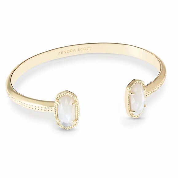 Elton Gold Cuff Bracelet in Ivory Mother-of-Pearl - Picture 2 of 6